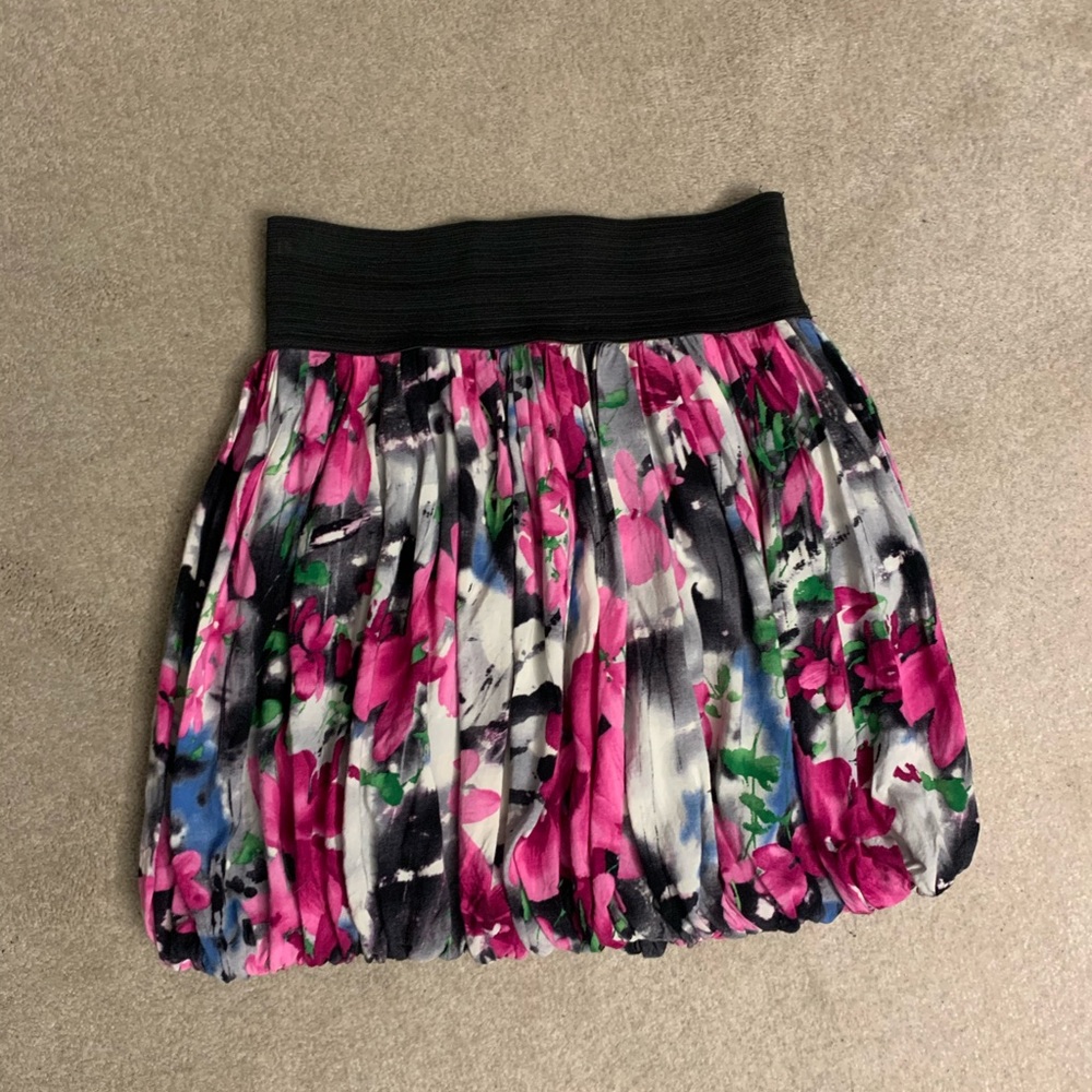 Junior’s Pink Floral Bubble Skirt